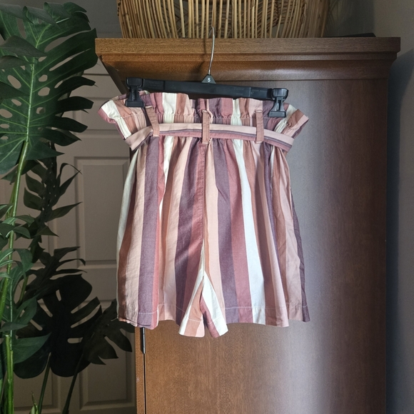 Madewell Pink and Cream High Waist Paperbag Shorts - Picture 2 of 5